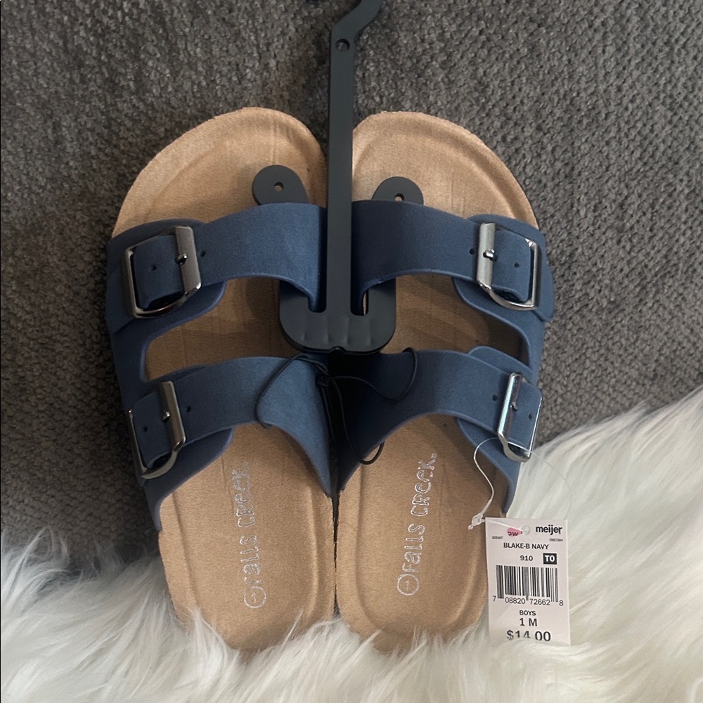 Falls Creek Boys Navy Blue Sandals with Buckle Straps